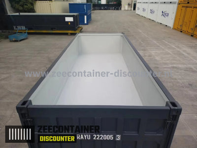 20ft Half-Hoge Open Top Zeecontainer Nieuw – RAL 7016 Antracietgrijs Zeecontainer Discounter