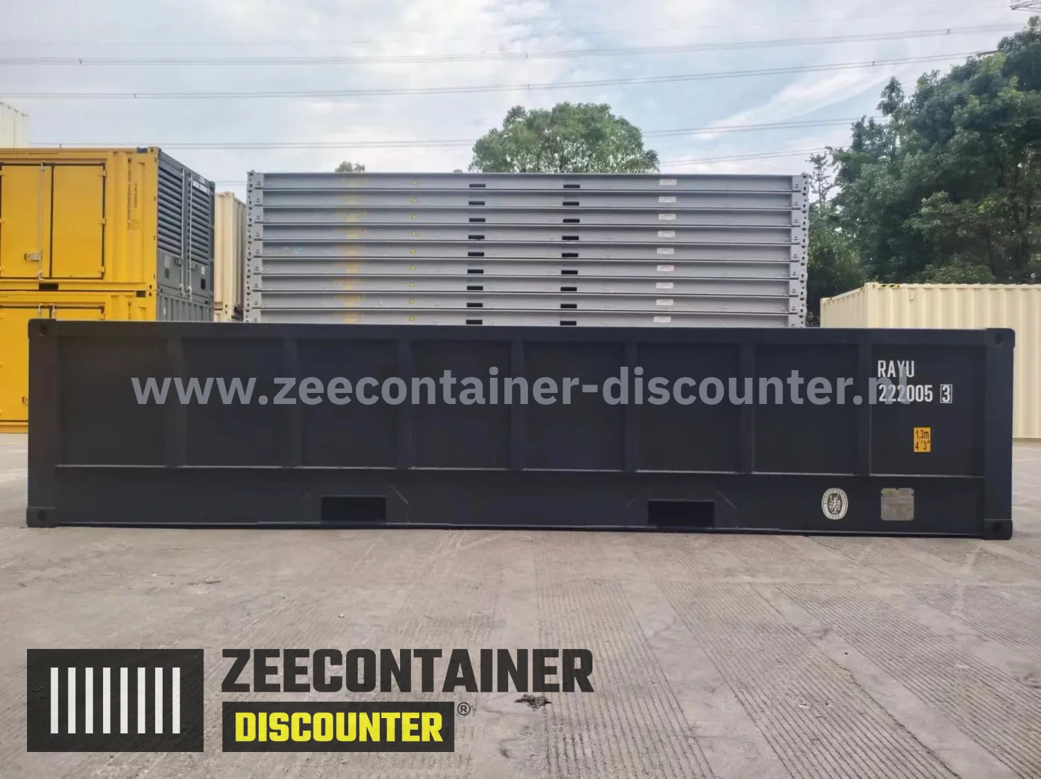 20ft Half-Hoge Open Top Zeecontainer Nieuw – RAL 7016 Antracietgrijs Zeecontainer Discounter