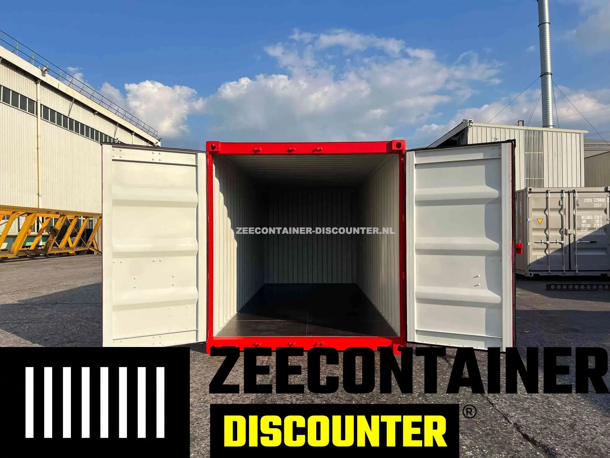 20ft Zeecontainer (Dry Van) – RAL 3020 Verkeersrood – Nieuw Zeecontainer Discounter