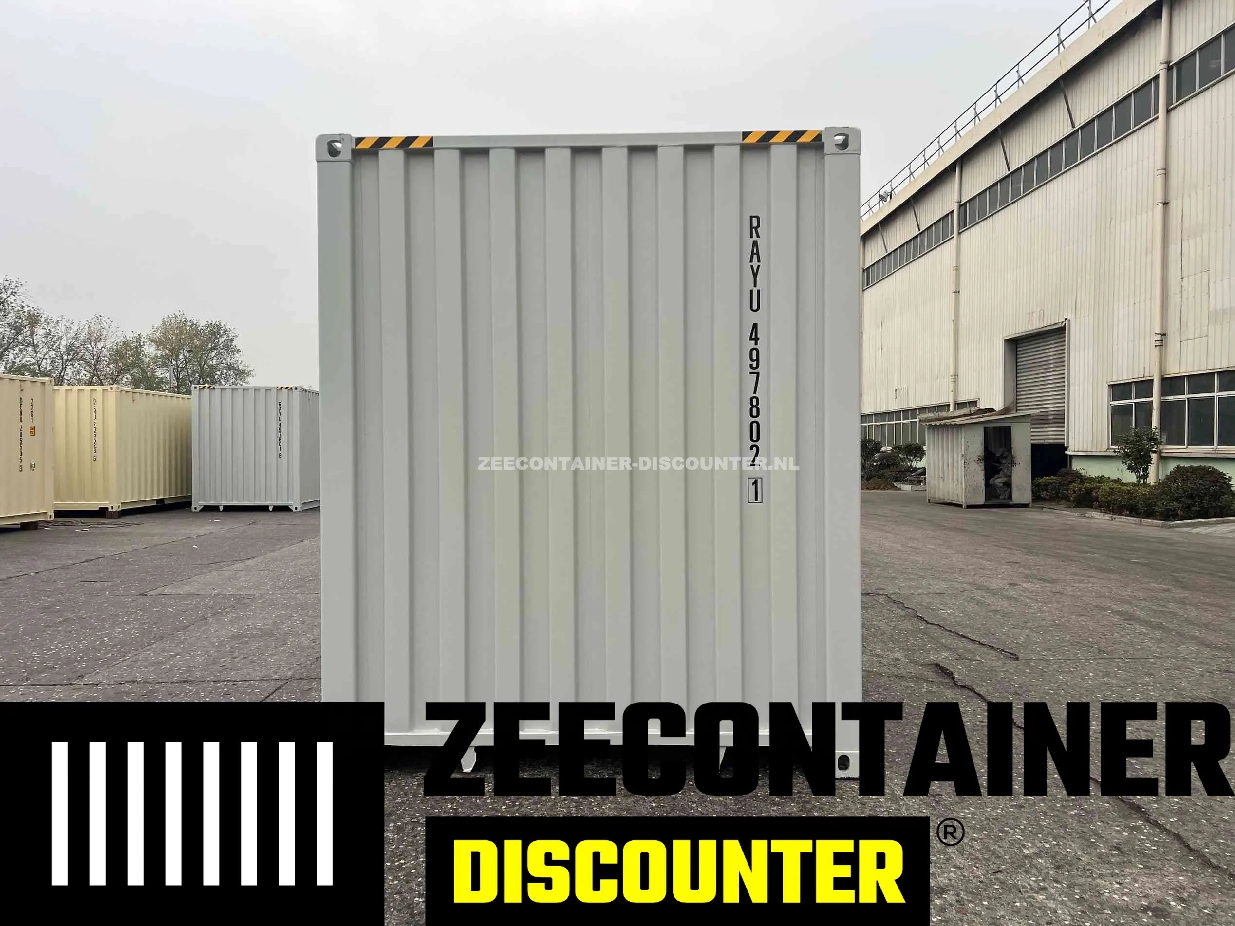 40ft High-Cube Stalen Vloer Zeecontainer – RAL 7035 Grijs – Nieuw (CSC) - Zeecontainer Discounter