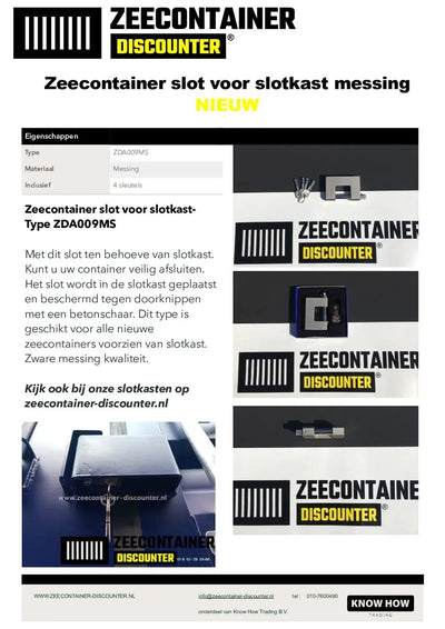 Containerslot voor slotkast – zwaar messing containerslot Zeecontainer Discounter
