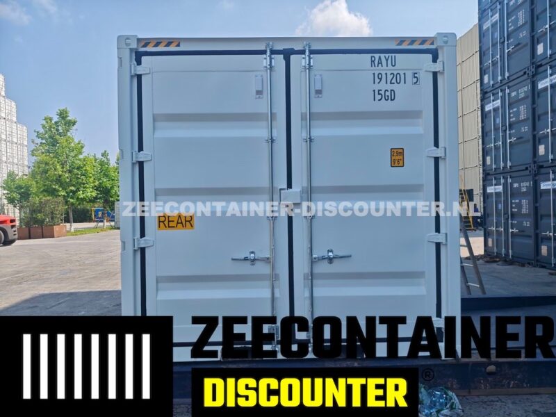 10ft high-cube sidedoor zeecontainer nieuw wit RAL9010