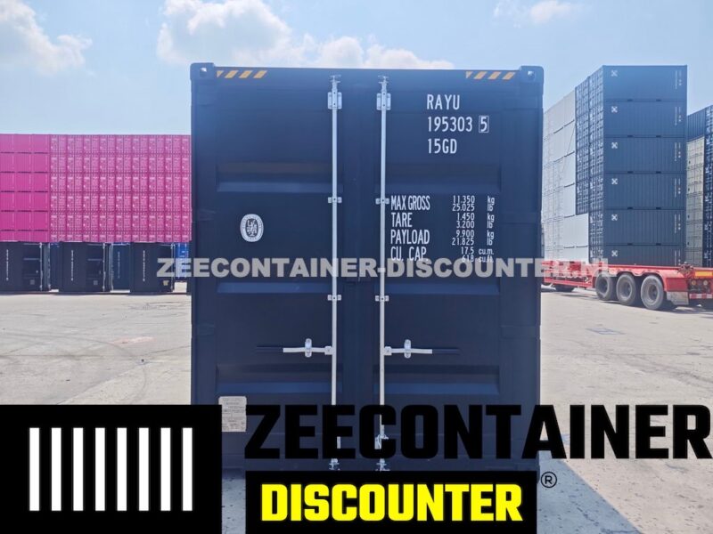 10ft high-cube sidedoor zeecontainer nieuw zwart RAL9005 - Afbeelding 3