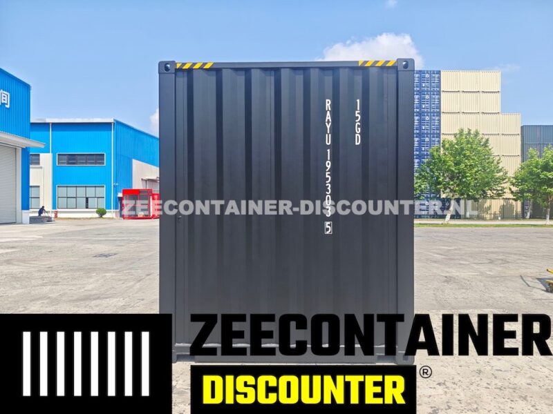 10ft high-cube sidedoor zeecontainer nieuw zwart RAL9005 - Afbeelding 4