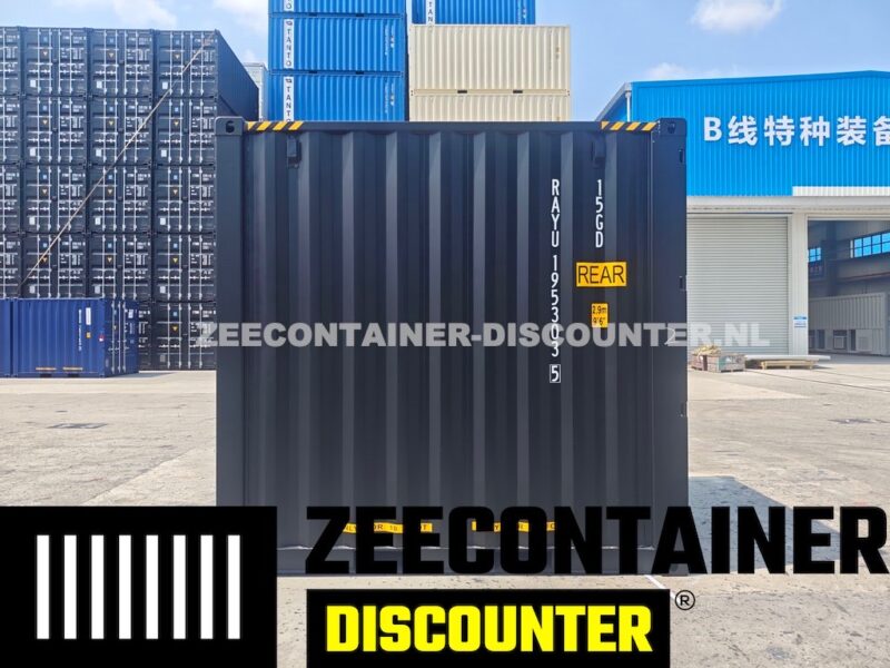 10ft high-cube sidedoor zeecontainer nieuw zwart RAL9005 - Afbeelding 5