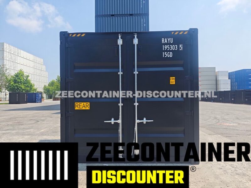 10ft high-cube sidedoor zeecontainer nieuw zwart RAL9005