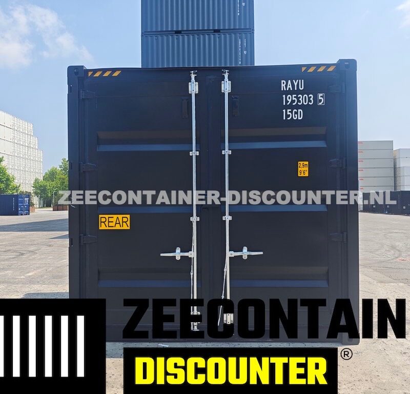10ft high-cube sidedoor zeecontainer nieuw zwart RAL9005