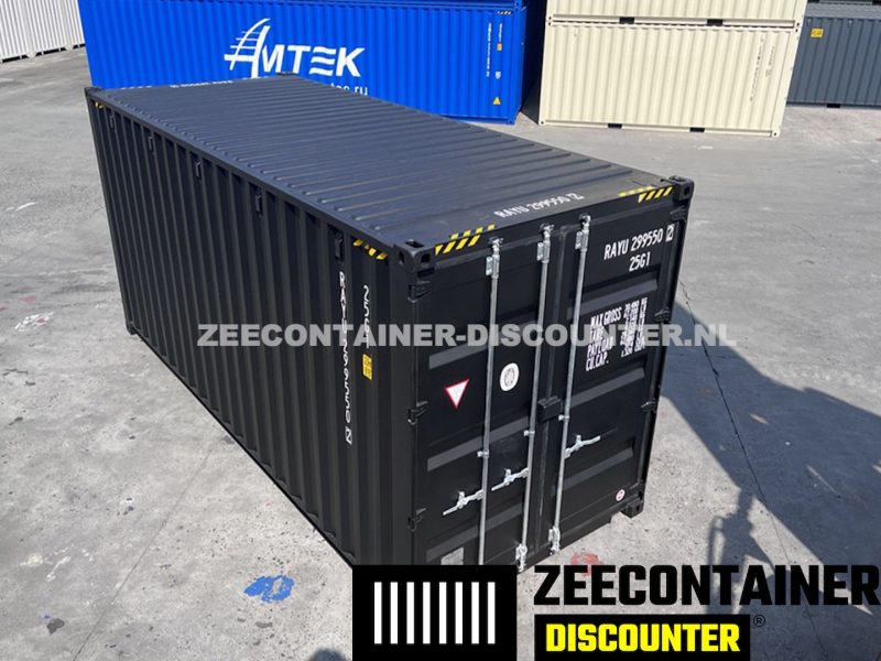 nieuwe 20ft high-cube zeecontainer zwart zeecontainer-discounter nl