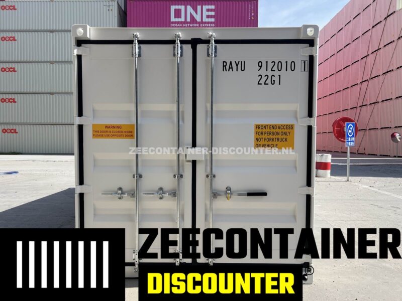 20ft zeecontainer dubbeldeurs nieuw wit RAL9010 - Afbeelding 3