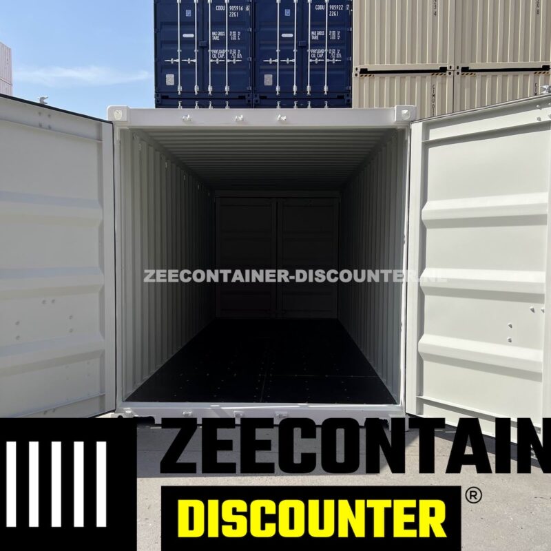 20ft zeecontainer dubbeldeurs nieuw wit RAL9010