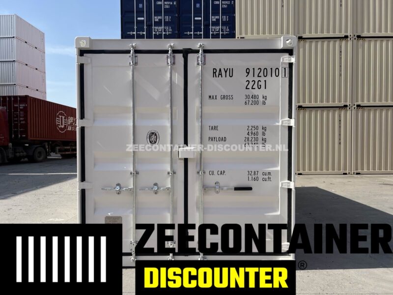 20ft zeecontainer dubbeldeurs nieuw wit RAL9010 - Afbeelding 2