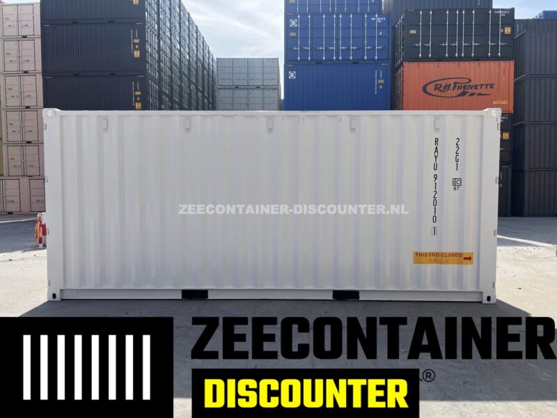 20ft zeecontainer dubbeldeurs nieuw wit RAL9010 - Afbeelding 7