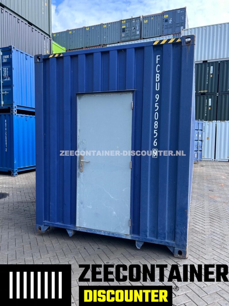 gebruikte 40ft high-cube magazijncontainer RAL5013 met lepelgaten - Afbeelding 3