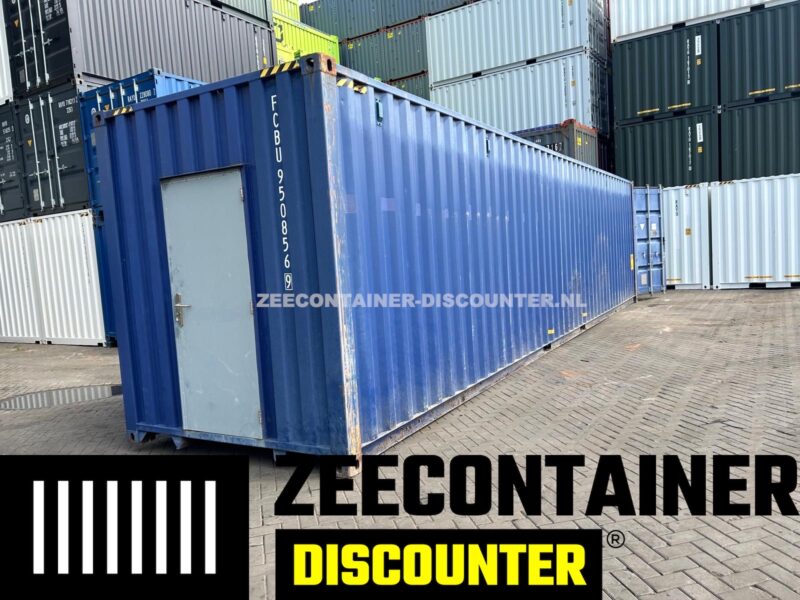 gebruikte 40ft high-cube magazijncontainer RAL5013 met lepelgaten - Afbeelding 2