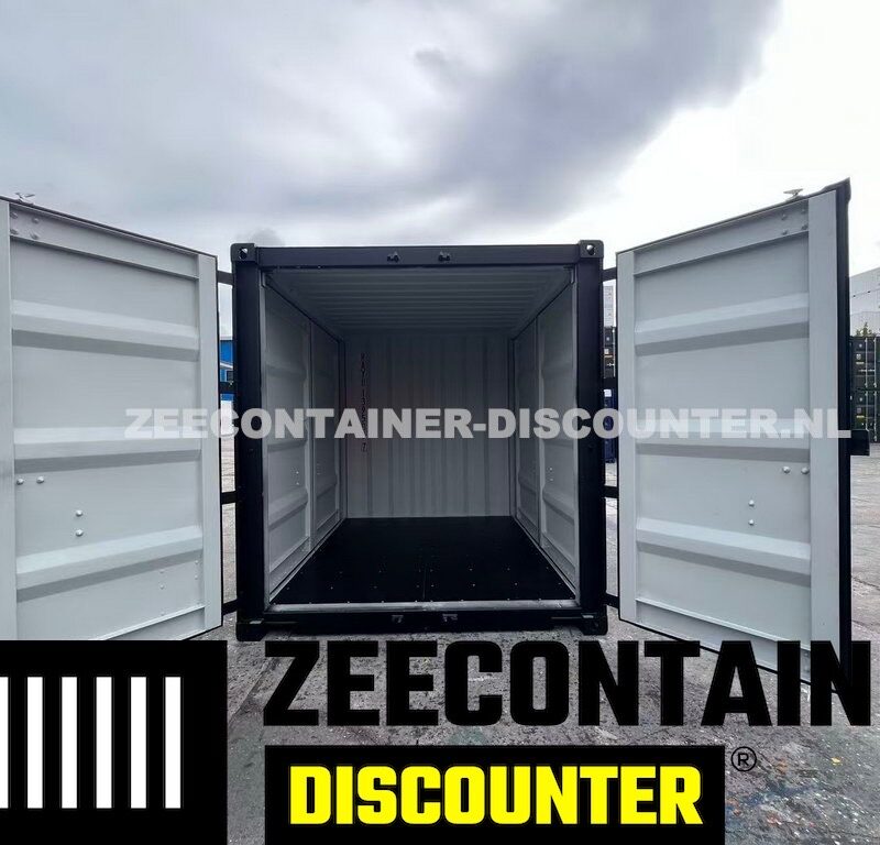 10ft zeecontainer nieuw 3 kanten deuren zwart RAL9005