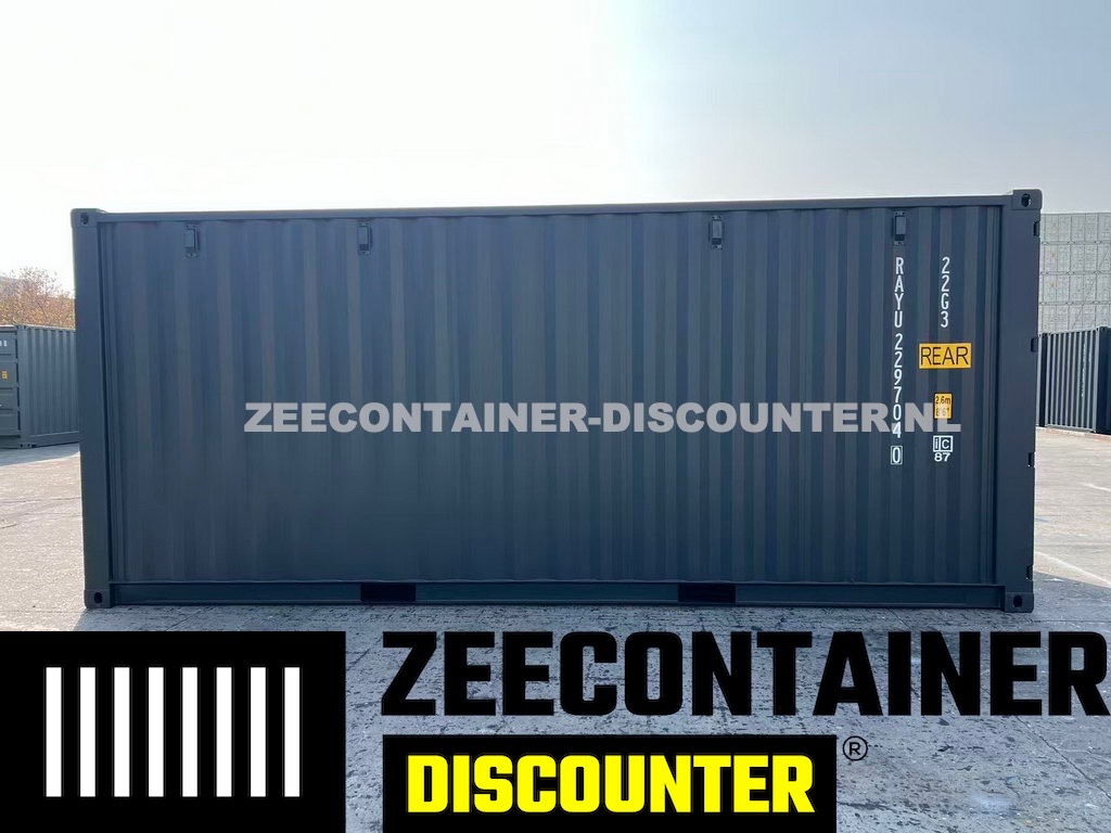 20ft zeecontainer met 2 dubbele zijdeuren antracietgrijs RAL7016 - Afbeelding 3